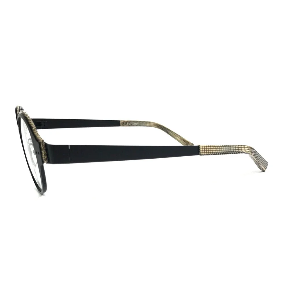 J.F. Rey Eyeglasses Frames JF2570 0090 Black Python Beige Round 45-21-142